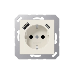 Розетка SCHUKO USB тип AC, JUNG A1520-15CA, цвет слоновая кость
