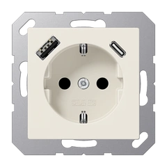 Розетка SCHUKO USB тип AC, JUNG A1520-15CA, цвет слоновая кость