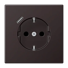 Розетка із з/к із захисними шторками та USB тип С (швидка зарядка) JUNG AL 1520-18 CD Dark