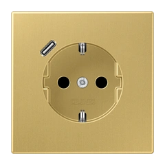 Розетка с ж/у с защитными шторками и USB тип С (быстрая зарядка) JUNG ME 1520-18 CC латунь Classic
