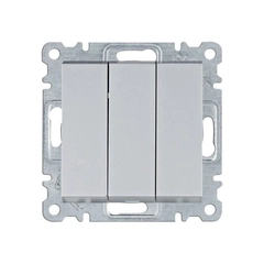 Выключатель 3-клавишный Hager Lumina, серебро, 10АХ/230В, WL0072