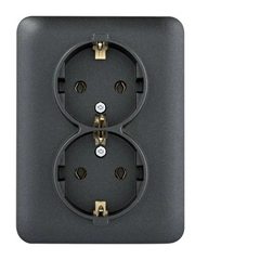 Розетка с ж/к с защитой контактов Hager Lumina, черная, 16А/230В, WL1263