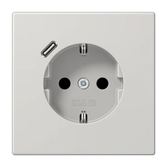 Розетка із з/к та USB-портом типу C (Quick Charge), JUNG LS1520-18CLG світло-сірий