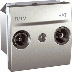 Розетка телевизионная проходная ТV-R-SAT 2-м. Unica алюминий MGU3.456.30