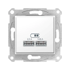 Розетка 2-я с USB выходами для зарядки Sedna SDN2710221 цвет белый