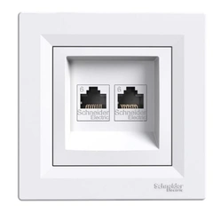 Розетка комп'ютерна 2-а RJ45 кат.6/UTP «Asfora» (колір білий) EPH4800121