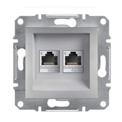 Розетка компьютерная 2-я RJ45 кат.6/UTP «Asfora», (цвет алюминий) EPH4800161