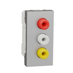 Розетка 3 RCA, модуль 1 Unica New, NU343130, алюминий