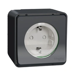 Розетка із з/к та шторками IP55, чорна, зовнішній монтаж Mureva Styl Schneider Electric MUR36034