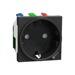 Розетка с ж/у + USB C, 10,5 Вт, 2 модуля, New Unica NU301754, антрацит
