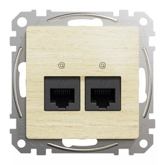 Компьютерная розетка 2-я. RJ45 кат. 5е UTP SE Sedna Elements SDD180452 береза