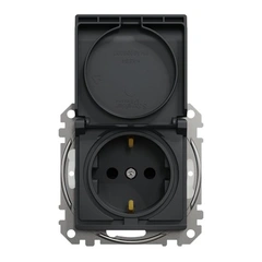 Розетка із з/к зі шторками та з кришкою IP44 SE Sedna Design SDD214024 чорний