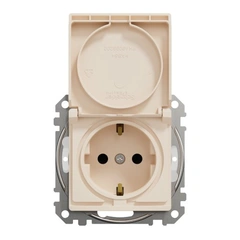 Розетка із з/к зі шторками та з кришкою IP44 SE Sedna Design SDD212024 бежевий