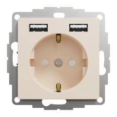 Розетка с заземлением + 2 USB тип SE Sedna Design SDD112052 бежевый