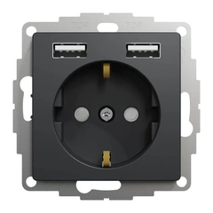 Розетка с заземлением + 2 USB тип SE Sedna Design SDD114052 черный