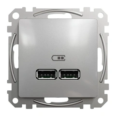 USB розетка тип A+A 2,1A SE Sedna Design SDD113401 алюминий