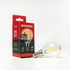 LED лампа ETRON Filament 1-EFP-144 G45 E14 8W 4200K прозрачная