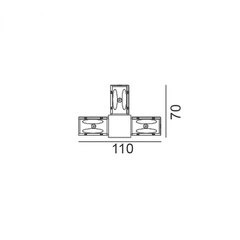 З'єднувач електричний накладний Т-подібний, лівий LTX IN_LINE CORNER T 06.SETLHR.BK