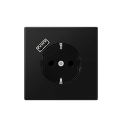 Розетка із з/к та USB-портом типу A, JUNG LS1520-18ASWM чорний графіт матовий