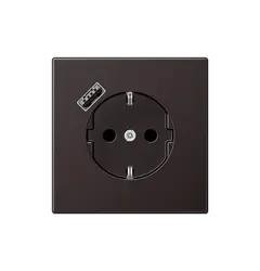 Розетка с ж/у и USB-портом типа A, JUNG AL1520-18AD Dark