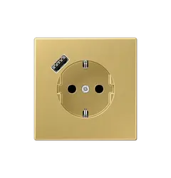 Розетка с ж/у и USB-портом типа A, JUNG ME1520-18AC латунь Classic