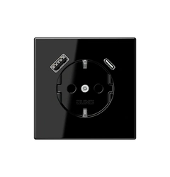 Розетка ж/у USB тип A + USB тип C, JUNG LS1520-15CASW черный