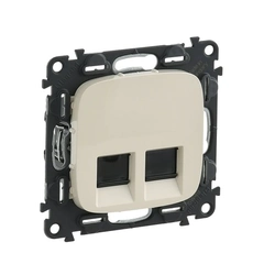 Розетка компьютерная двойная RJ45 UTP 6 cat., Valena Allure, цвет слоновая кость