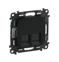 Розетка компьютерная двойная RJ45 UTP 6 cat., Valena Allure, цвет антрацит