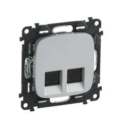 Розетка компьютерная двойная RJ45 UTP 6 cat., Valena Allure, цвет алюминий