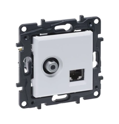 Розетка комбинированная TV тип F и RJ45 CAT6 UTP Legrand NILOE STEP 863177 цвет белый