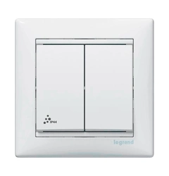 Переключатель 2-клавишный IP-44 Legrand Valena 770098, цвет белый