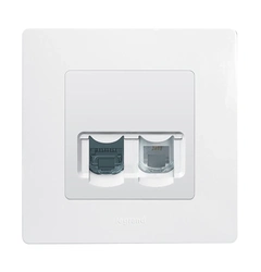 Розетка комп'ютерна RJ45 UTP 5-категорія + телефонна RJ12, Legrand – «Etika» колір білий