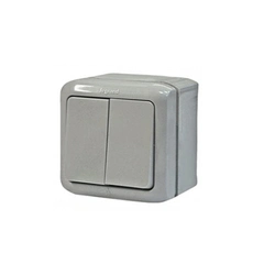 Выключатель накладной IP44 2-клавишный, Forix™ 782382, цвет серый