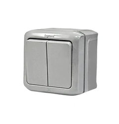 Переключатель IP44 2-клавишный, Forix™ 782381, цвет серый