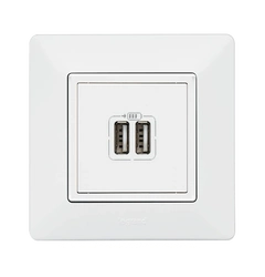 Розетка 2-ая USB для зарядки, Valena Life, цвет белый