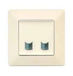 Розетка компьютерная двойная RJ45 UTP 5cat., Valena Life, цвет слоновая кость