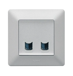 Розетка компьютерная двойная RJ45 UTP 5cat., Valena Life, цвет алюминий