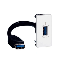 Розетка Mosaic с разъемом USB для передачи данных, белая (с кабелем 15 см.)