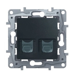 Розетка інтернет підвійна RJ-45, UTP, кат. 5E, Legrand Etika (антрацит)