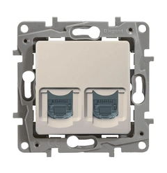 Розетка інтернет підвійна RJ-45, UTP, кат. 6, Legrand Etika (слонова кістка)