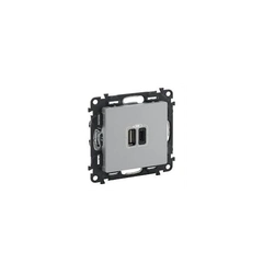 Розетка с двумя разъемами USB тип A+ тип C 240V/5V 3000мА Legrand Valena Life 753306, цвет алюминий