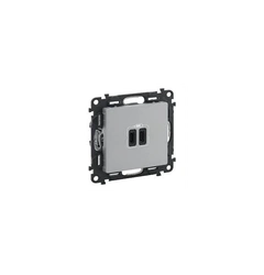 Розетка с двумя разъемами USB тип C+ тип C 240V/5V 3000мА Legrand Valena Life 753307, цвет алюминий