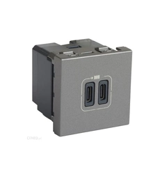 Розетка USB-Cх2 3,0A 15Вт 2 модуля MOSAIC 79390 цвет алюминий