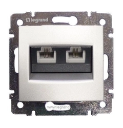Компьютерная розетка 2хRJ45 5кат UTP 770239 Legrand Valena, цвет алюминий
