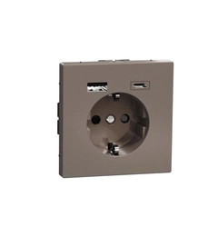 Розетка ж/к (16А) и USB A+C (3A) Merten D-Life, Мокко