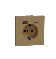 Розетка ж/к (16А) и USB A+C (3A) Merten D-Life, Шампань