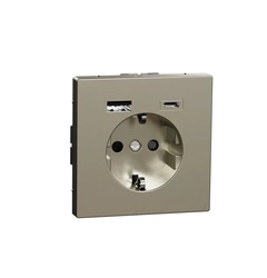Розетка ж/к (16А) и USB A+C (3A) Merten D-Life, Никель