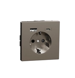 Розетка с/у (16А) и USB A+C (3A) Merten D-Life, Нержавеющая сталь
