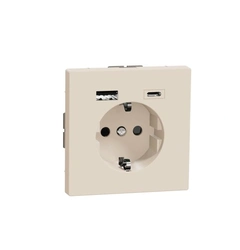 Розетка ж/у (16А) и USB A+C (3A) Merten D-Life, Сахара