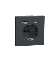 Розетка ж/к (16А) и USB A+C (3A) Merten D-Life, Антрацит
